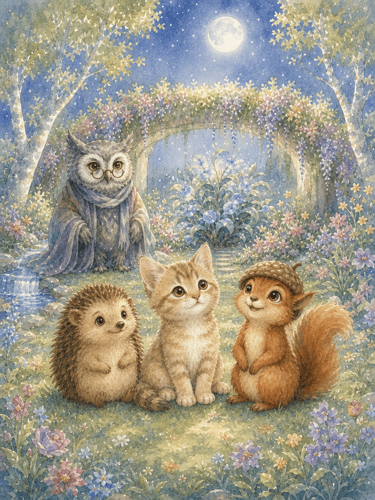 Illustrated nature scene for educational science materials